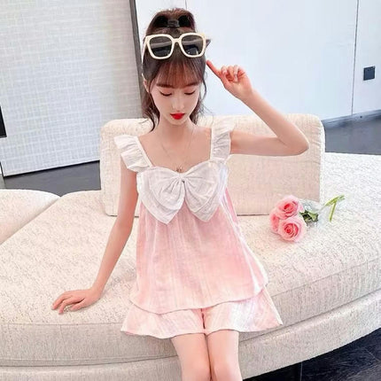 Girls' Pajamas 2-piece Set - Summer Fashionable Princess Style Suspender Home Clothes