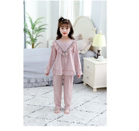 Girls Pajama Set Spring and Autumn Cute Pajamas 2-piece Set Long Sleeve Parent-child Wear Home Clothes