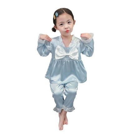 Children's Pajamas 2-piece Set - Long Sleeve Air-conditioned Clothes Imitation Silk Home Clothes Set