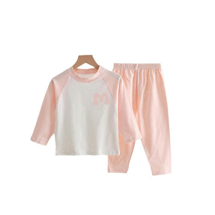 Toddler Boys Pajamas Cotton Letter M Two-piece Long-sleeved Pajamas Set