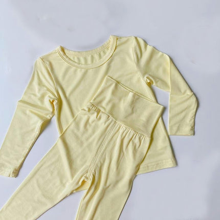 Children's Modal Long Sleeve Pajamas-Spring and Autumn High Waist Home Clothes Boys and Girls Baby Set