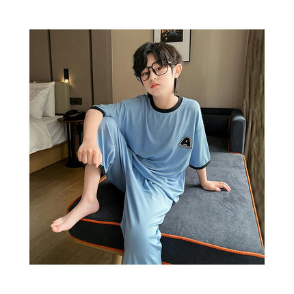 Boys' Home Clothes Set - 2-Piece Casual Air-Conditioned Clothing for Middle and Large Children