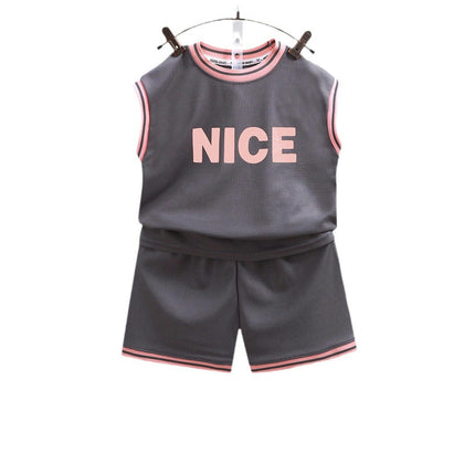 Toddler Boys Summer 2-piece Set - Round Neck Sleeveless Vest Top with Shorts Set