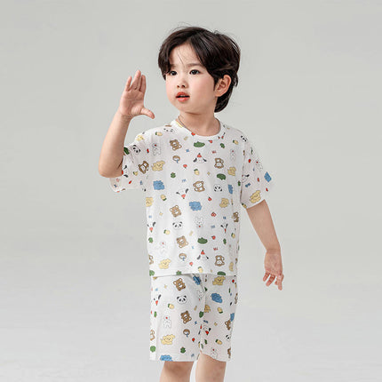 Pajamas Short Sleeve Summer 2-piece Set-Suitable for Boys Girls Rabbit Bear Pajamas Short Set