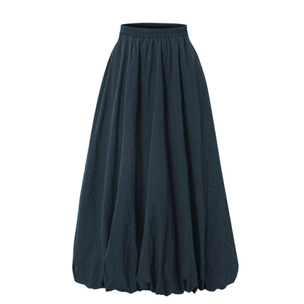 Women Bubble Maxi Skirt Casual Elastic High Waist Flowy A Line Summer Ruffle Balloon Skirt