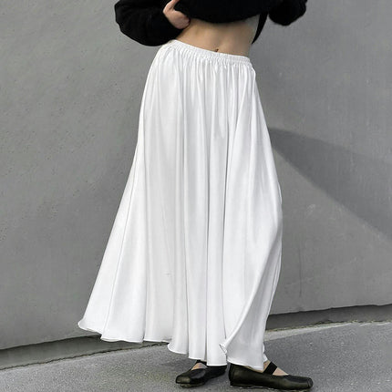 Womens Summer Boho Elastic High Waist Long Skirts A Line Maxi Skirt
