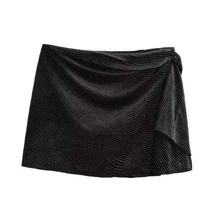 Women's High Waist Velvet Sequin Skirt Sparkle Party Bodycon Mini Skirts