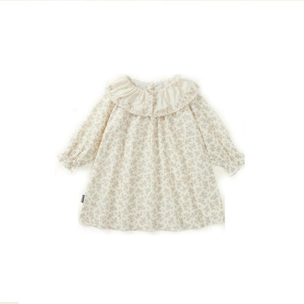 Baby Girl Smocked Dress Casual Long Sleeve Floral Print Sundress Princess Dress