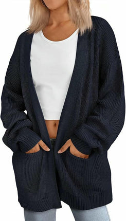 Women's Solid Color Knitted Cardigan Sweater Long Sleeve Loose Buttonless