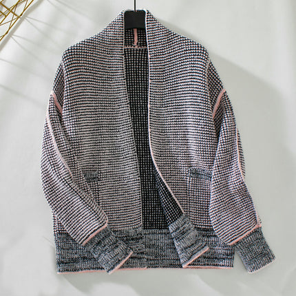 Winter Waffle Cardigan Sweater Women's Long Sleeve Buttonless Knitted Jacket