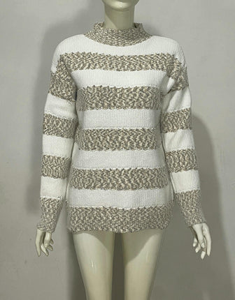 Womens Half Turtleneck Leaf Snowflake Knitted Sweater Long Sleeve Casual Sweater