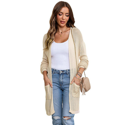 Women's Long Lightweight Knitted Cardigan - Loose Casual Pocket Cardigan