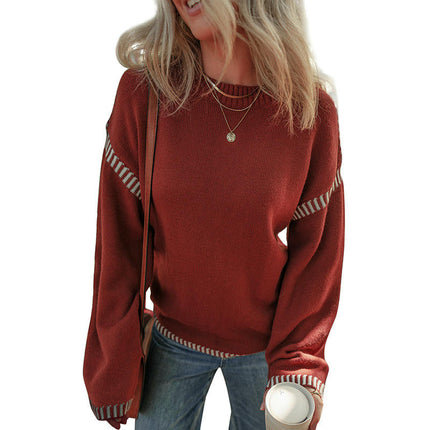 Women's Autumn Round Neck Knitted Top Fashion Casual Warm Sweater