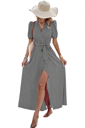 Womens Dresses Dot Print Open Front Belt Knot V Neck Dress Casual Chic Lightweight Basic Summer Sundress
