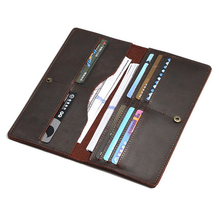 Portefeuille Long pour hommes en cuir véritable Cowboy portefeuille mince portefeuille porte-cartes RFID bloquant le portefeuille porte-cartes de crédit