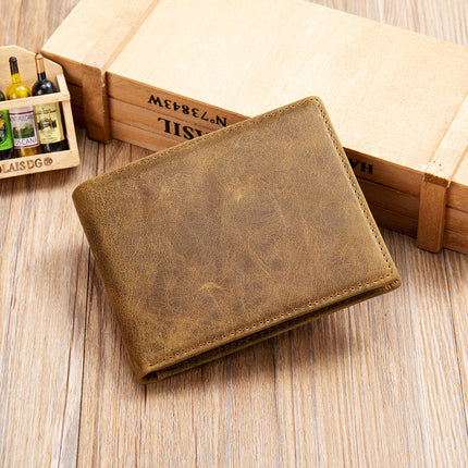 Lässige Herren-Geldbörse, kurze Vintage-Geldbörse, Leder-Clip-Multi-Card-Münzen-Geldbörse, Leder-Geldbörse, Bifold-Geldbörse