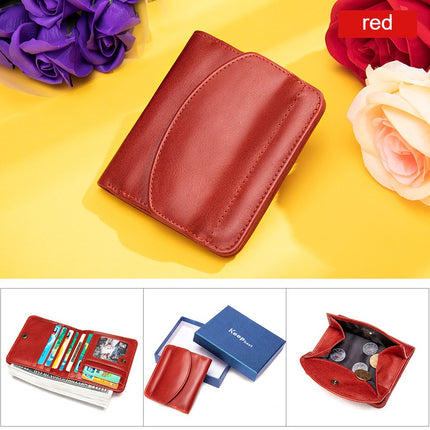 Women's RFID Blocking Small Compact Bifold Luxury Leather Wallet Women's Mini Wallet with ID Windows
