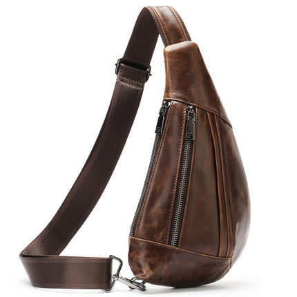 Sac à bandoulière en cuir véritable pour hommes, sac à bandoulière de poitrine pour voyage, Sport, randonnée en plein air, sac à dos de grande capacité
