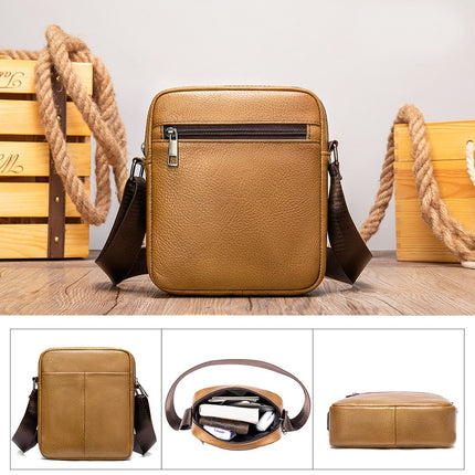 Vintage Leather Luggage Bag Simple Small Crossbody Mini Satchel Shoulder Bag Men's Casual Bag Small Messenger Bag