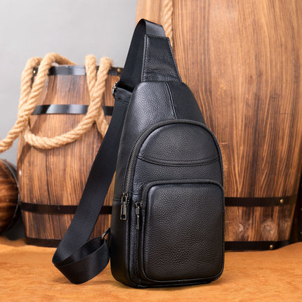 Brusttasche für Herren aus echtem Leder, Umhängetasche für Herren, Brusttasche aus hochwertigem Rindsleder mit Hauptschicht