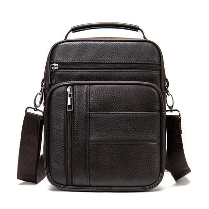 Business Travel Genuine Leather Men's Shoulder Bag Head Cowhide Retro Tote Vertical Crossbody Bags