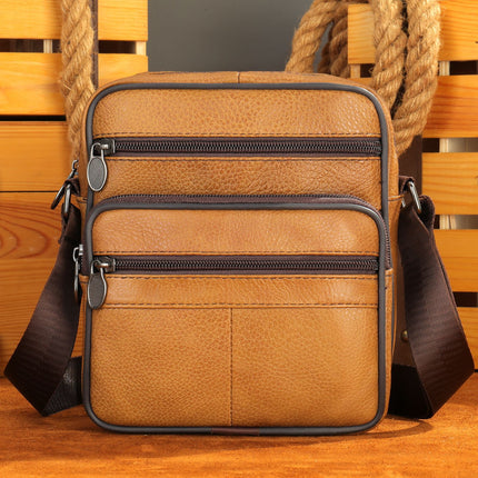 Sac à bandoulière pour hommes en cuir de vachette à grain de Litchi sac messager pour hommes sacs pour hommes sacs en cuir noir