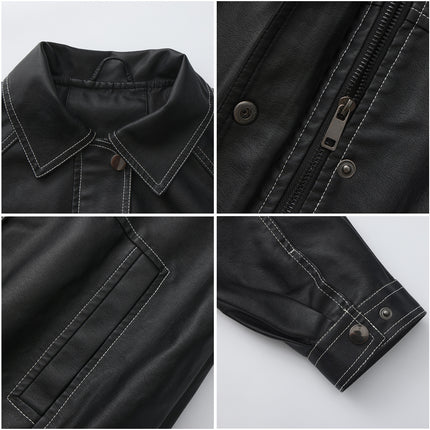Women's oversized faux leather button-front jacket, supplier detail and lifestyle image 11