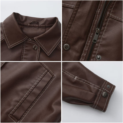 Women's oversized faux leather button-front jacket, supplier detail and lifestyle image 13