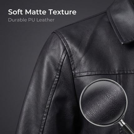 Women's cropped faux leather jacket back, fit and leather-look fabric detail 22