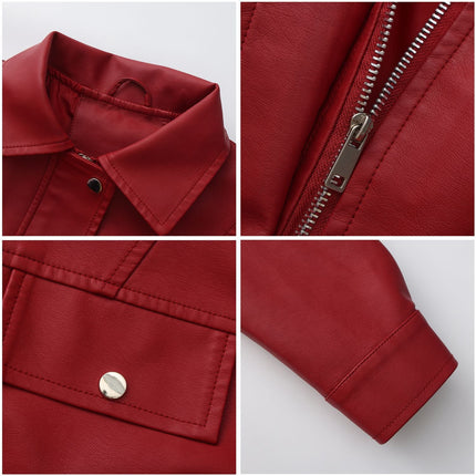 Women's oversized faux leather zip-up bomber utility jacket, original detail photo 09
