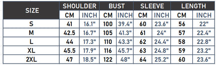 Women's hooded faux leather motorcycle jacket size chart S to 2XL, cm and inches
