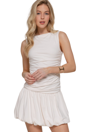 Womens Dresses Sleeveless Boat Neck Voluminous Mini Dress Casual Chic Lightweight Basic Summer Sundress-B1
