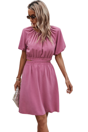 Women's Summer Short Top Loose Skirt Same Style Two Pieces Solid Basic Elastic Round Neck Sets