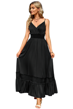 Womens Dresses Solid V Neck Sleeveless Paghetti Strap Dress Casual Chic Lightweight Summer Sundress