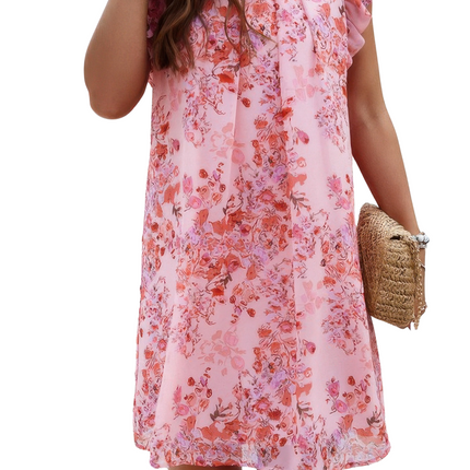 Womens Dresses Floral Print Elegant Sleeveless Ruffle A Line Dress Casual Chic Lightweight Basic Summer Sundress