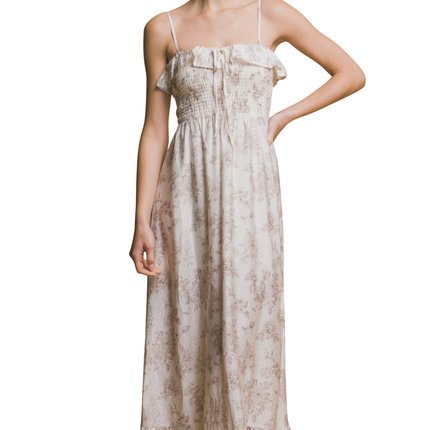 Womens Dresses Smocked Floral Maxi Dress Casual Chic Lightweight Basic Summer Sundress