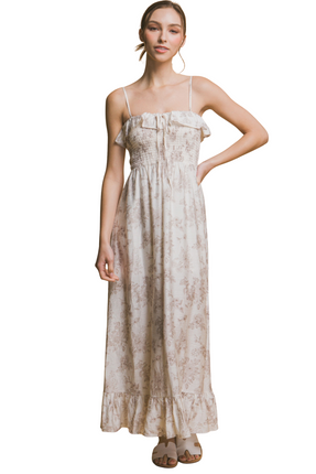Womens Dresses Smocked Floral Maxi Dress Casual Chic Lightweight Basic Summer Sundress