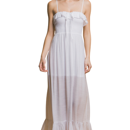 Womens Dresses Smocked Ruffle Maxi Dress Casual Chic Lightweight Basic Summer Sundress