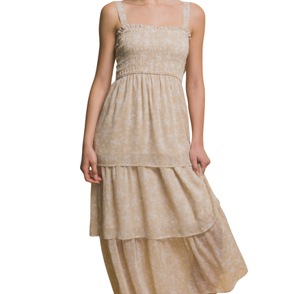 Womens Dresses Tiered Midi Floral Dress Casual Chic Lightweight Basic Summer Sundress