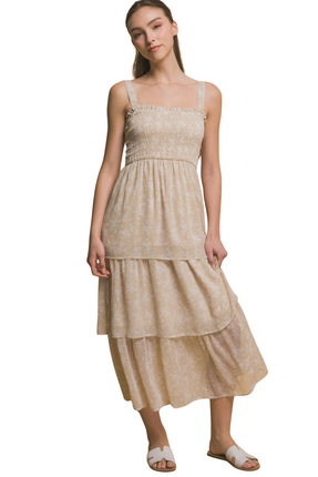 Womens Dresses Tiered Midi Floral Dress Casual Chic Lightweight Basic Summer Sundress