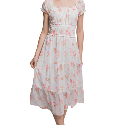 Womens Dresses Short Sleeve Floral Maxi Dress Casual Chic Lightweight Basic Summer Sundress
