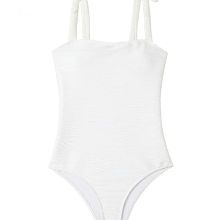 Women Sexy Texture Tummy Control One Piece Swimsuits Square Neck Bathing Suits