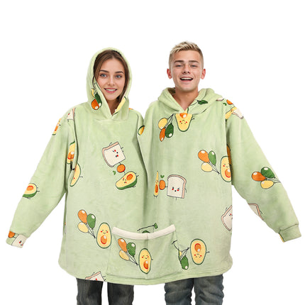 Two-person avocado print shared oversized couples hoodie - product gallery photo 6