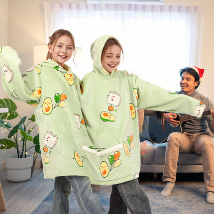 Two-person avocado print shared couples hoodie - original product detail image 6