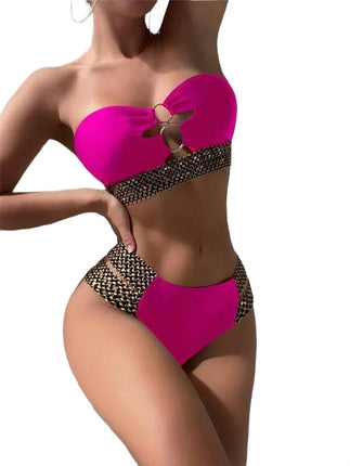 Women's Bandeau High Waisted Bikini Strapless Swimsuits Two Piece Bathing Suits
