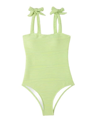 Women Sexy Texture Tummy Control One Piece Swimsuits Square Neck Bathing Suits