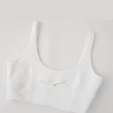 Women Summer Tank Top Sleeveless Front Bowknot Crop Top