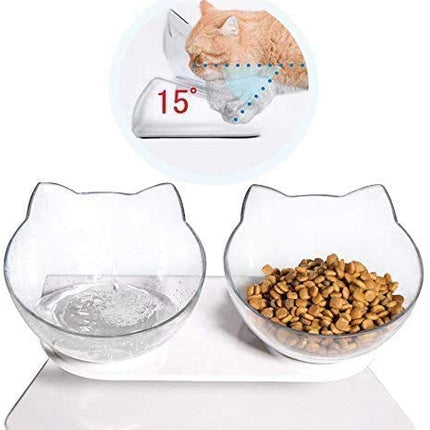 Cat Food Bowl, Double Food Water Dish Feeding Bowls for Cats and Small Dogs with Raised Stand