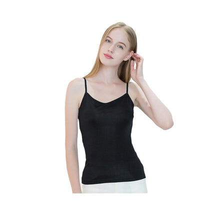 Womens Silk Camisole Spaghetti Strap Crew Neck Mulberry Silk Cami Tops