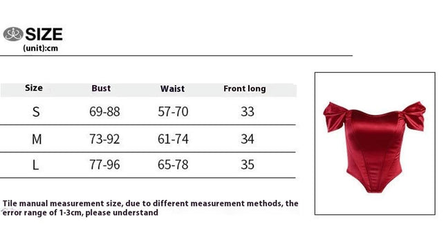 Women's Off Shoulder Boned Corset Crop Top Satin Slim Fit Bustier